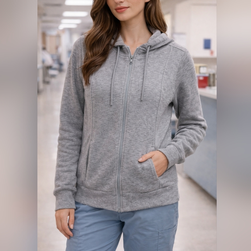 FIGS Gray Zip Up Hoodie Size S Full Zip Jacket Medical Scrubs Brand Soft Fleece